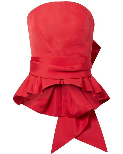 Brandon Maxwell Bustier-oberteil Aus Seiden-twill Mit Schleife - Rot