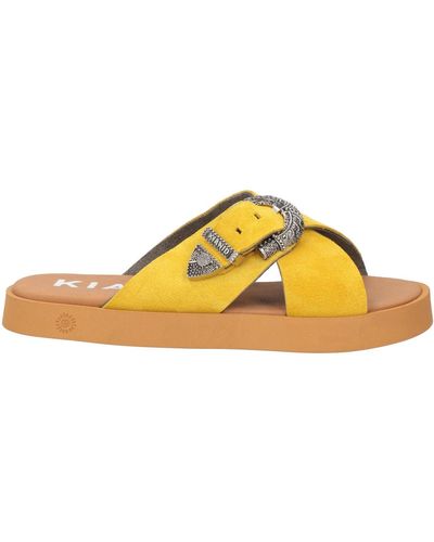 KIANID Ocher Sandals Leather, Textile Fibers - Yellow