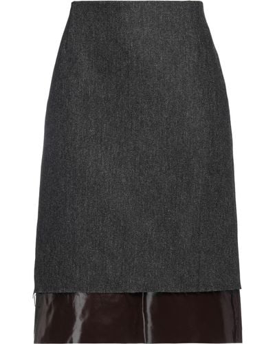 Dries Van Noten Steel Midi Skirt Wool, Leather - Gray