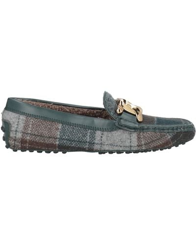 Tod's Dark Loafers Textile Fibres, Leather - Grey