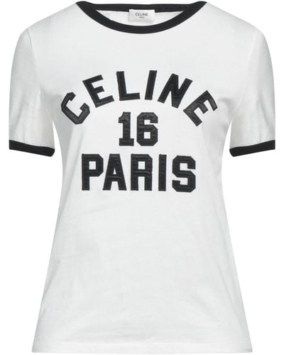 CELINE PARIS 70'S T-SHIRT IN COTTON JERSEY - OFF WHITE / NAVY