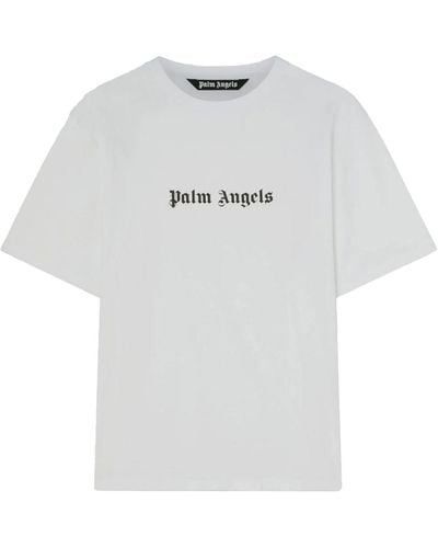 Palm Angels Weißes T -Shirt mit Logoschriften