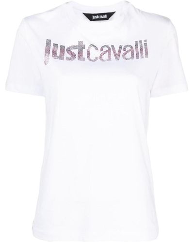 Just Cavalli Camiseta con apliques de strass - Blanco