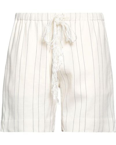 Wales Bonner Ivory Shorts & Bermuda Shorts Linen, Cotton, Acetate - White