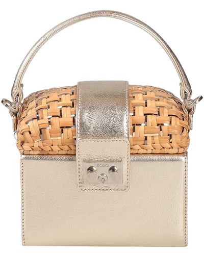 Rodo Handbag Leather, Straw - White