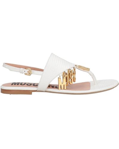 Moschino Logo Lettering Leather Sandal - White