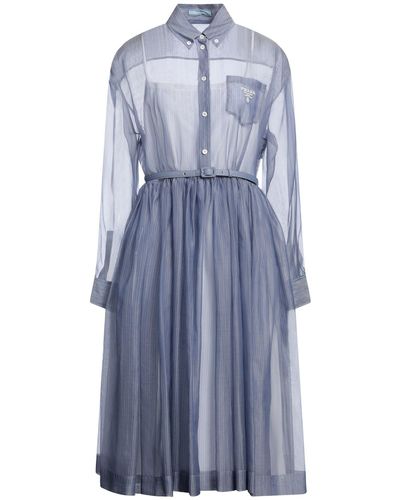 Prada Slate Midi Dress Silk - Blue