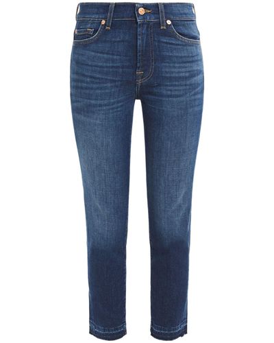 7 For All Mankind Denim Cropped - Blue