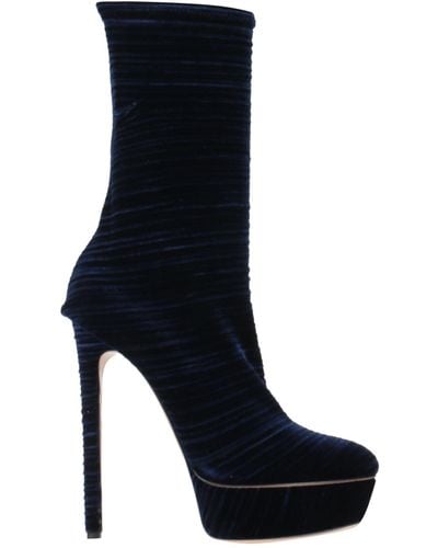 Casadei Midnight Ankle Boots Textile Fibers - Blue