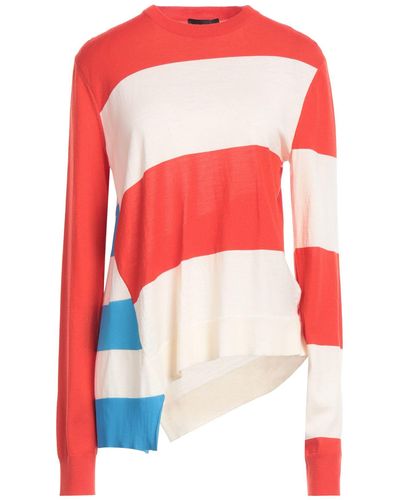 CALVIN KLEIN 205W39NYC Asymmetric Colorblock Stripe Sweater - Red