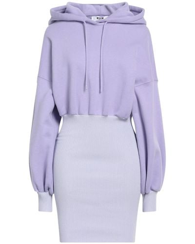 MSGM Lilac Mini Dress Cotton - Purple