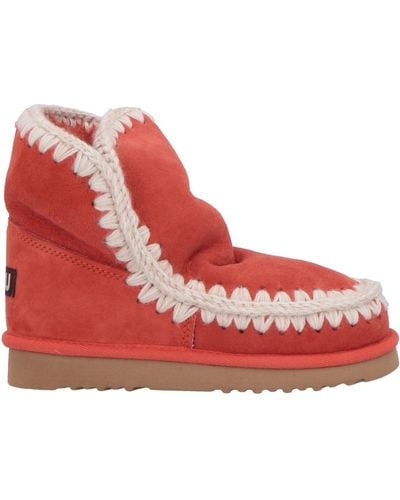Mou Brick Ankle Boots Shearling - Red
