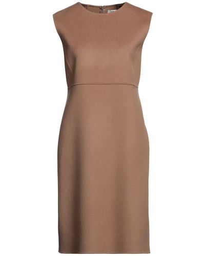 Max Mara Camel Midi Dress Virgin Wool - Brown