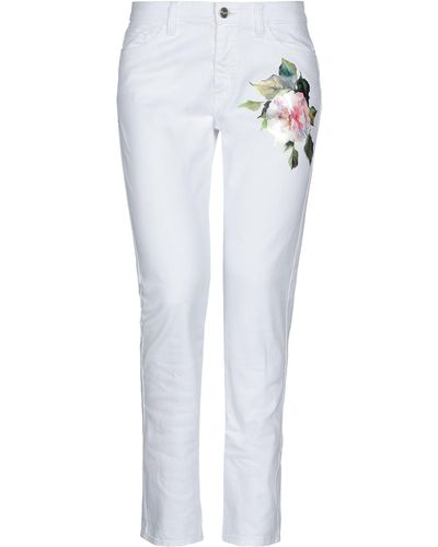 Jean Blugirl Blanc Avec Paillettes Argentées Et Noires - Taille 40, Coupe Droite, Occasion Très Bon état