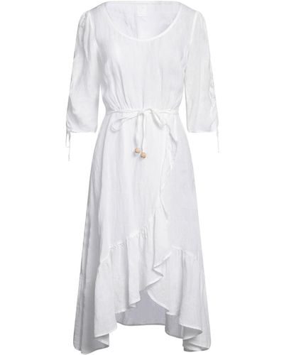 120% Lino Midi Dress - White