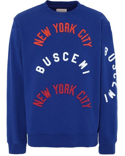 Buscemi Brand-patch Crewneck Cotton-jersey Sweatshirt - Blue