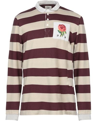 Kent & Curwen Rose Patch Striped Rugby Cotton Polo - Red
