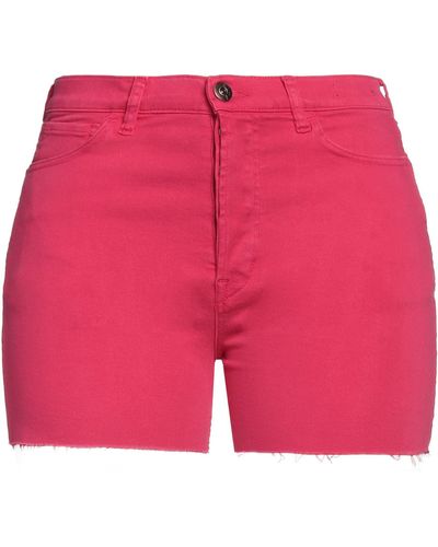 3x1 Fuchsia Denim Shorts Cotton, Polyester, Elastane - Red
