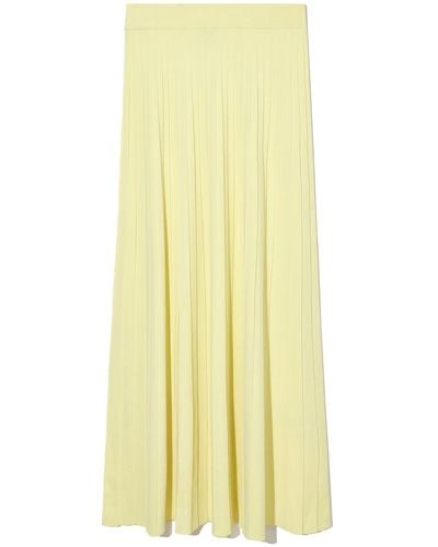 COS Pleated Knitted Maxi Skirt - Yellow