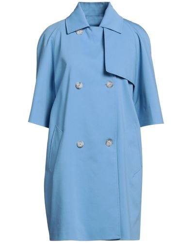 La Fille Des Fleurs Azure Overcoat & Trench Coat Virgin Wool, Polyamide - Blue