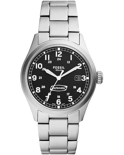 Fossil Defender Solar-powered Stainless Steel Watch - Metallic
