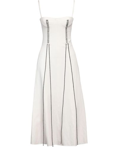 Chloé Ivory Midi Dress Virgin Wool, Linen, Silk - White