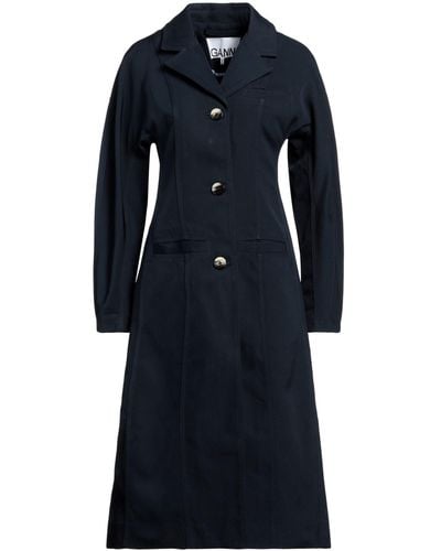 Ganni Overcoat & Trench Coat - Blue