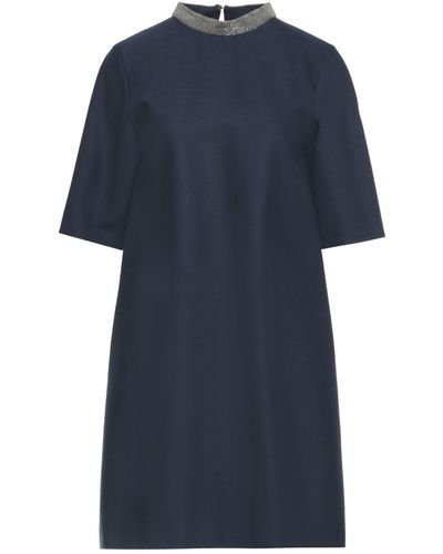 Fabiana Filippi Mini Dress Polyester, Merino Wool, Elastane, Ecobrass - Blue