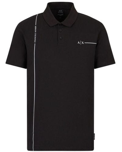 Armani Exchange Logo Stretch-Cotton Polo Shirt - Schwarz