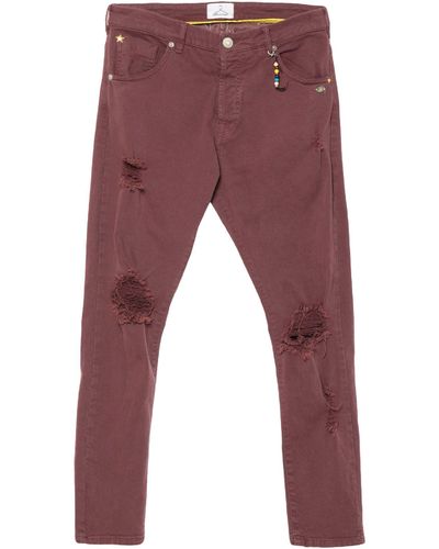 Berna Burgundy Jeans Cotton, Elastane - Red