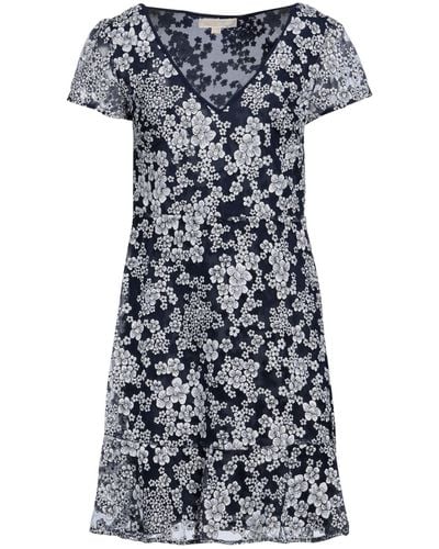 MICHAEL Michael Kors Flared Embroidered Tulle Mini Dress Navy - Blue