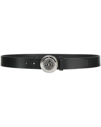 Versace Jeans Couture Leather Belt With Logo - Black