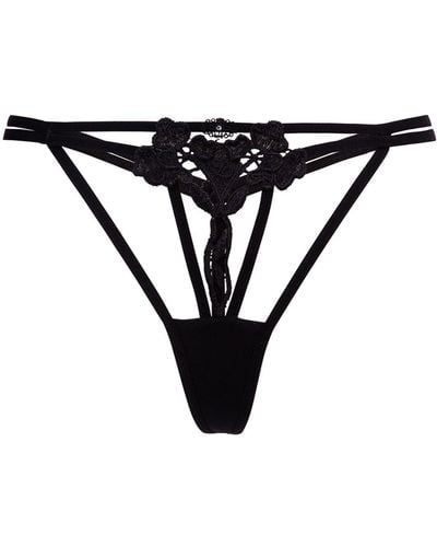 Eleanora satin and lace thong