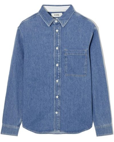 COS Cotton And Linen-blend Denim Shirt - Blue