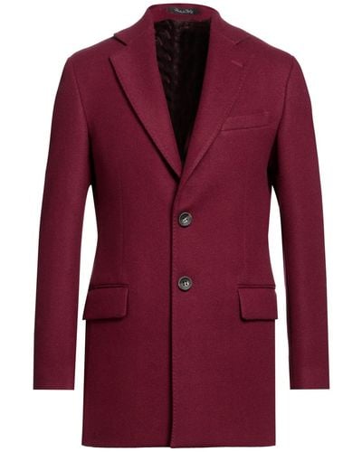 Takeshy Kurosawa Burgundy Coat Polyester - Red