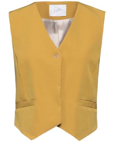 Soallure Mustard Tailored Vest Polyester, Elastane - Yellow