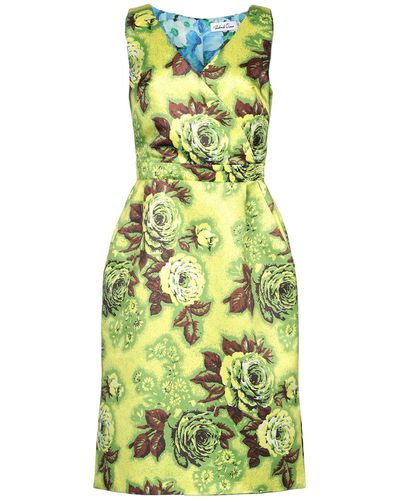 Quinn Sleeveless V-neck Floral-print Pencil Dress - Green