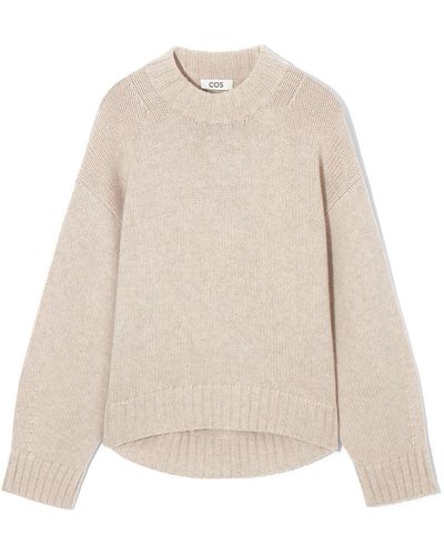 COS Chunky Pure Cashmere Crew-neck Jumper - Natural