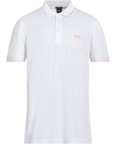 BOSS Polo Shirt Cotton, Recycled Polyester, Elastane - White