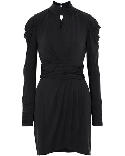 Jonathan Simkhai Wrap-effect Ruched Stretch-cupro Jersey Mini Dress - Black