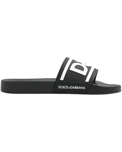 Dolce & Gabbana Pantoletten mit Logo-Print - Schwarz