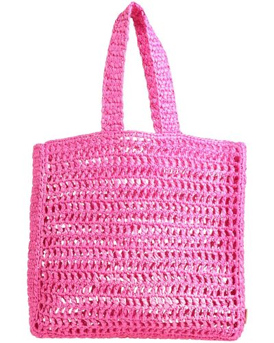 Chica Fuchsia Handbag Natural Raffia - Pink