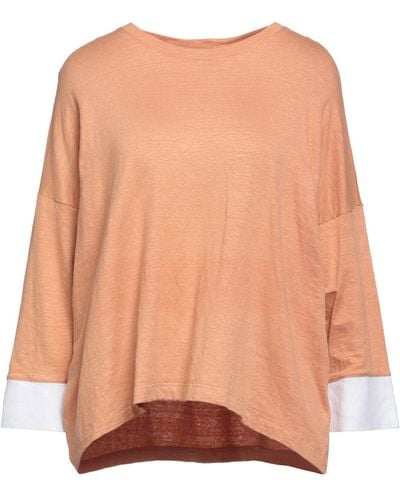 Amina Rubinacci Tan T-Shirt Linen, Lycra - Natural