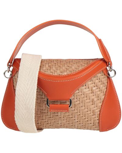 Rodo Handbag Soft Leather, Straw - Orange