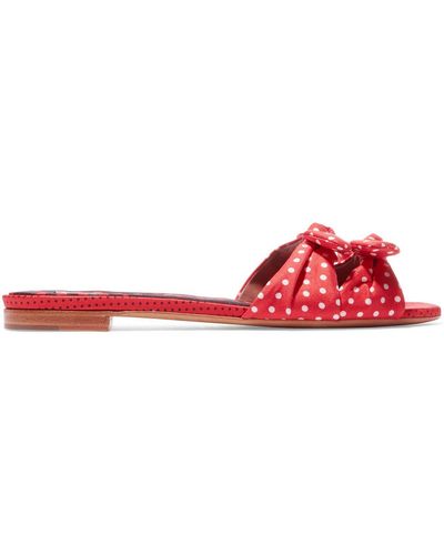 Tabitha Simmons Cleo Bow-embellished Polka-dot Satin-twill Slide Sandal - Red