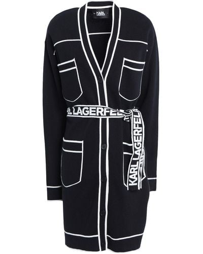 Karl Lagerfeld Cárdigan de algodón y lana con cuello en v - Negro