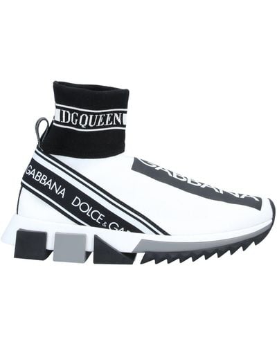 Dolce & Gabbana Sorrento High-top Trainers In Stretch Mesh With Logo - White