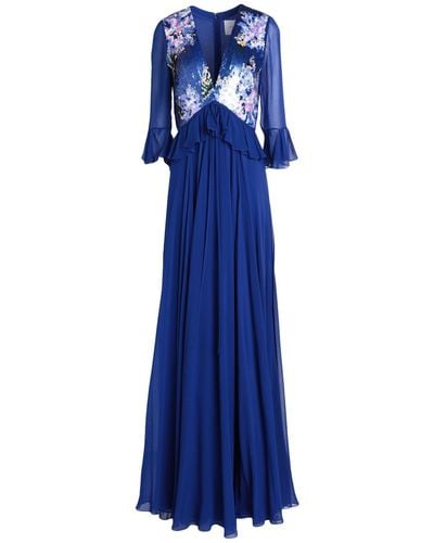 Carolina Herrera Sequin-paneled Silk-georgette Gown - Blue