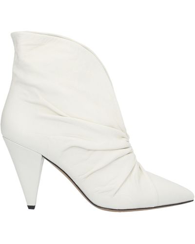 Isabel Marant Lasteen Ruched Leather Ankle Boots - White