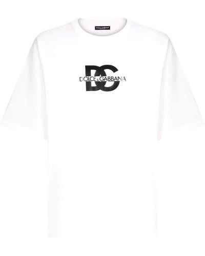 Dolce & Gabbana Short-sleeved T-shirt with DG logo print - Blanco